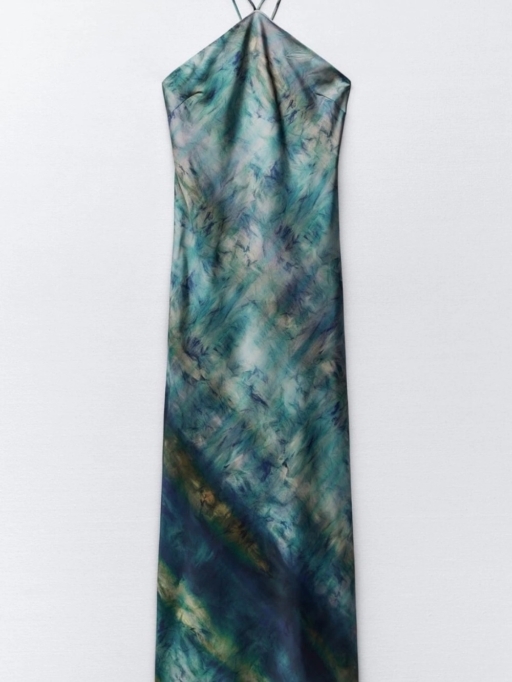 Zara halter neck Tie-Dye Slip Dress in Teal and Blue - Picture 3 of 6